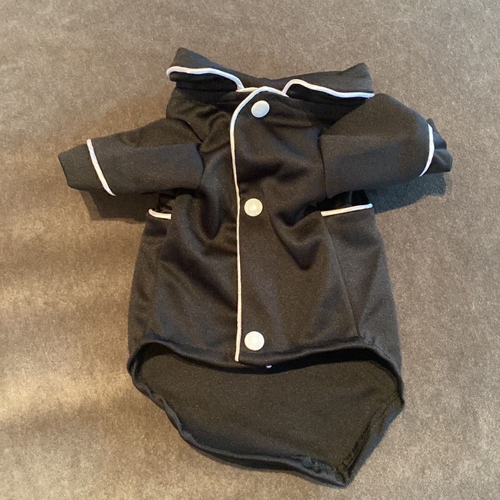 Dog Shirt Black with Collar & White Accents Size S NEW
